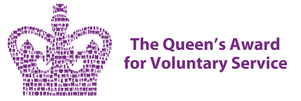 A logo of the queen's award for voluntary Service.